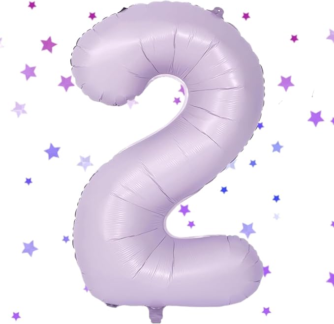 40 Inch Purple Number Balloons Light Purple 2 Balloon Matte purple Birthday by Yeodong