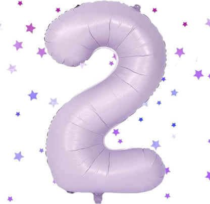 40 Inch Purple Number Balloons Light Purple 2 Balloon Matte purple Birthday by Yeodong
