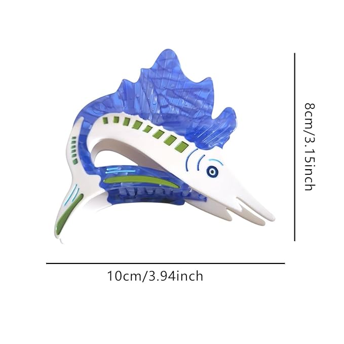 Novelty Sailfish Hair Clips,Cute Acetate Hair Clip,Big Claw Clips for Women,Blue