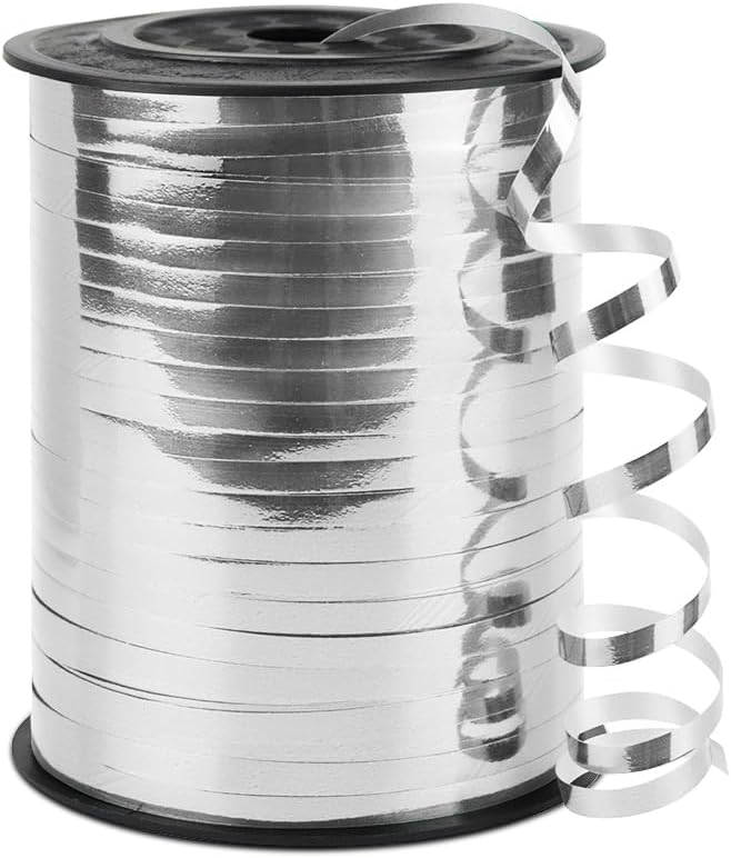 Silver Curling Ribbon, 1/5" Wide x 500 Yards Christmas Curling Ribbons by KMERLIFE