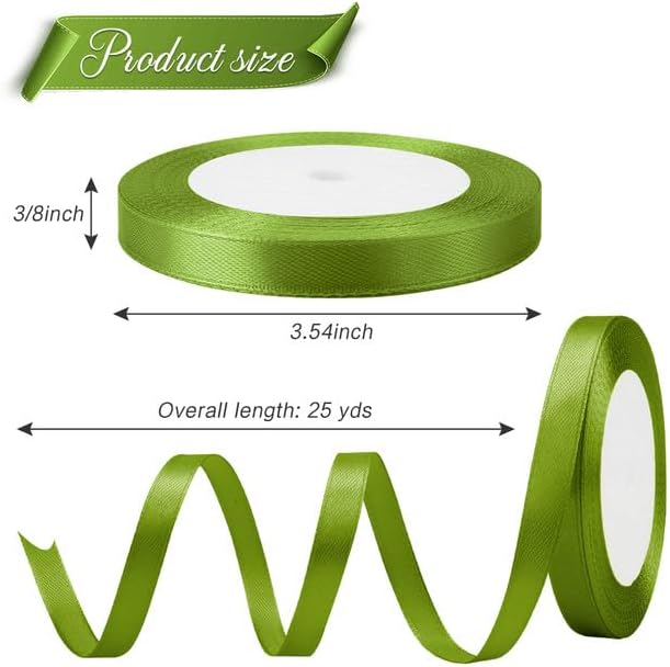 Sage Green Ribbon for St Patricks Day Accessories 3/8 inch 25 Yards Satin - Image 2