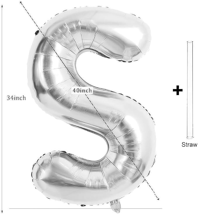 Silver Letter Balloons 40 Inch Large Alphabet Balloon Letter S | Foil Mylar Big - Image 2