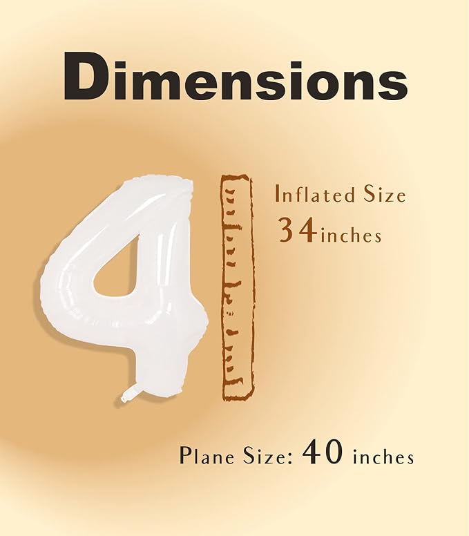 SUWEN 40 Inch White Large 4 Balloon Number Big Foil Helium Numbers 0-9 | Giant - Image 4