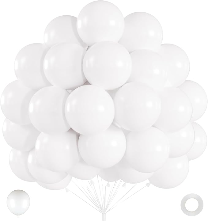 40pcs White Balloons, 12inch White Latex Party Balloons | Balloons Helium by ZizasAry