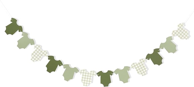 Saga Green Bodysuit Banner, Baby Shower Decoration | Girl Boy Baby Shower Decor - Image 3