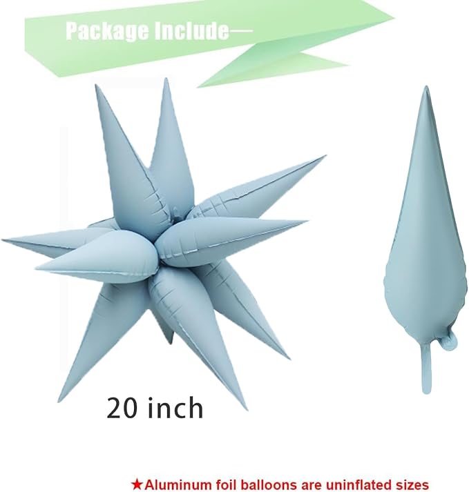 Matte Blue 20' Water Drop Foil Cone Mylar Balloons Matte Blue Star Balloons - Image 2