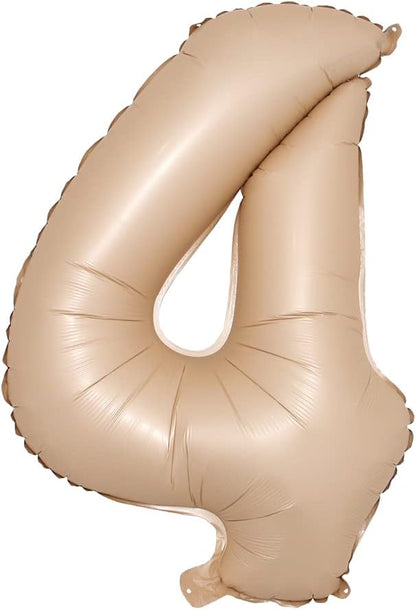 40 inch Caramel Cream Color Number Balloons 0-9 Large Digital Foil Helium Brown by RUIANSI