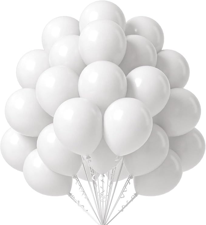 50 Pack White Balloons 12 Inch by FOTIOMRG