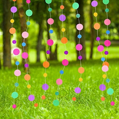 Outus 40 Pieces Colorful Circle Garland Banner Hanging Paper Dot Decorations - Image 4