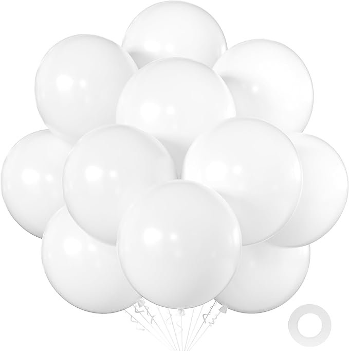 18 Inch White Balloons, Baby Shower, Birthday Party and Event Decoration by KALOR