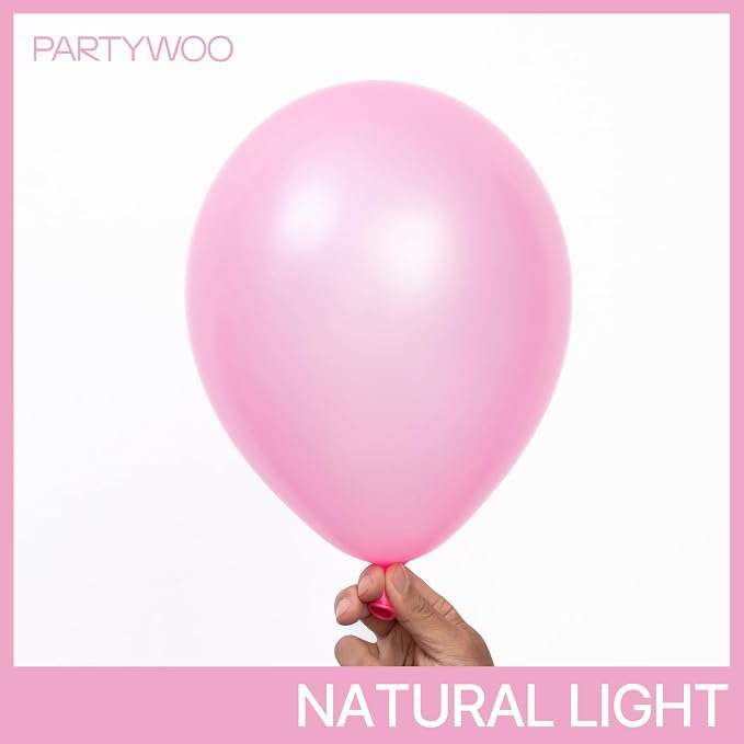 PartyWoo Pearl Pink Balloons 140pcs Light Pastel Baby Pink Color | 18 12 10 5 - Image 2