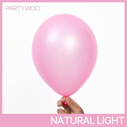 PartyWoo Pearl Pink Balloons 140pcs Light Pastel Baby Pink Color | 18 12 10 5 - Image 2
