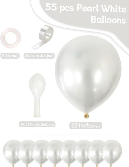 Pearl White Balloons 55 Pcs Inch White Latex Balloon Arch Kit Garland - Image 3
