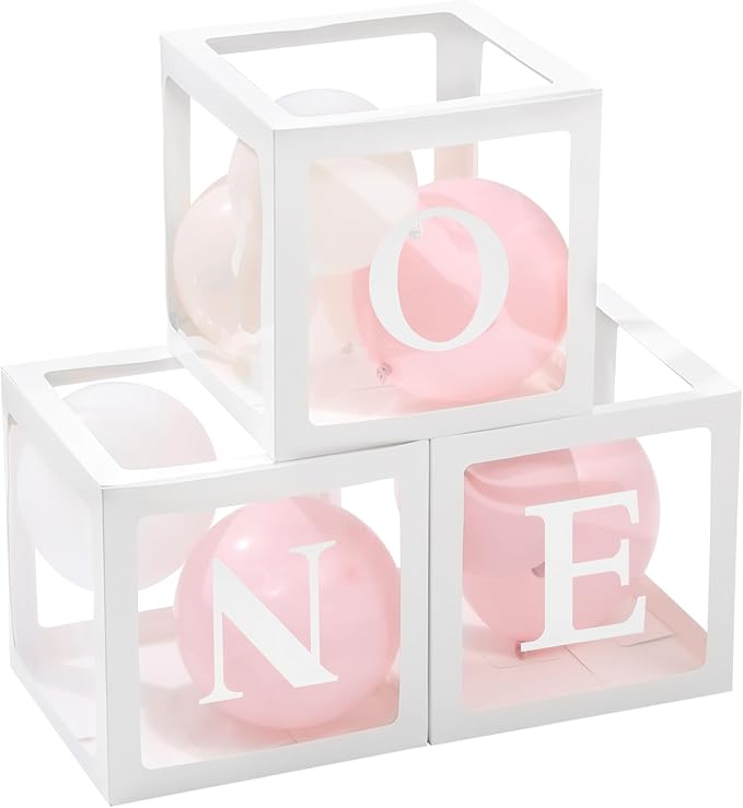 One Balloon Box First Birthday Balloons Boxes, 1st Birthday Party Decorations by KKONHII