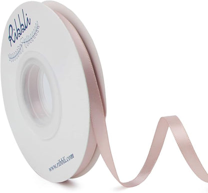 Ribbli Vanilla Double Faced Satin Ribbon, 1/4” x Continuous 25 Yards, Use by Ribbli