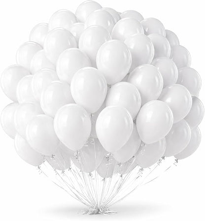 White Balloons 100 Pack, Latex Party Balloons, 12 Inch Round Helium Balloon by Tamodan+for+better