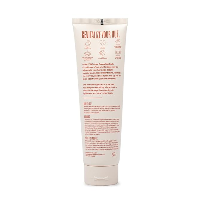 Overtone Daily Color Depositing Conditioner for Dyed & Natural Hair - 4.5oz Temporary Coloring with Shea Butter & Coconut Oil - Refresh Color & Prevent Fading - Vegan & Cruelty-Free, Ginger Glow