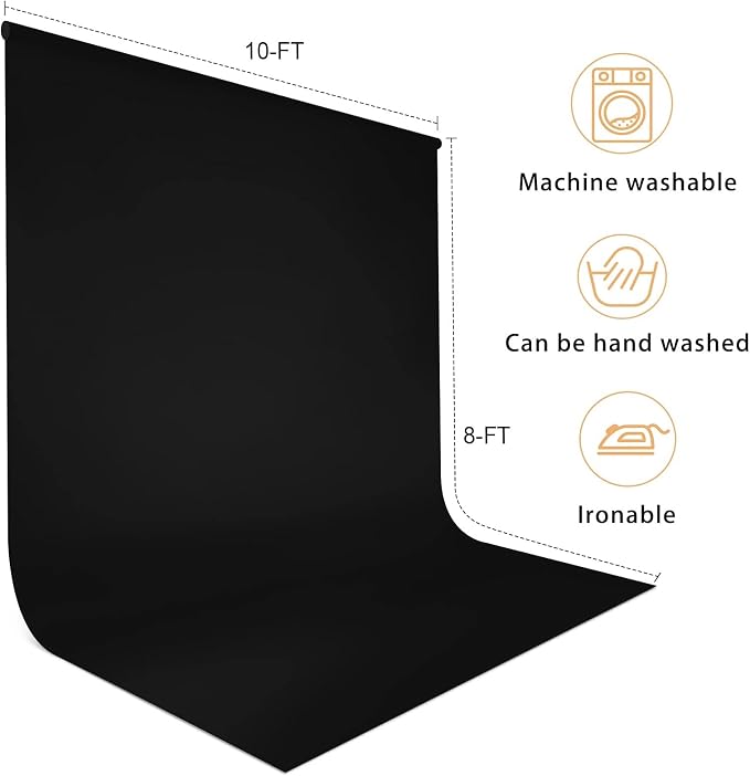 10 x 8 FT Black Backdrop for Photography, Polyester Fabric Background | Pure - Image 4