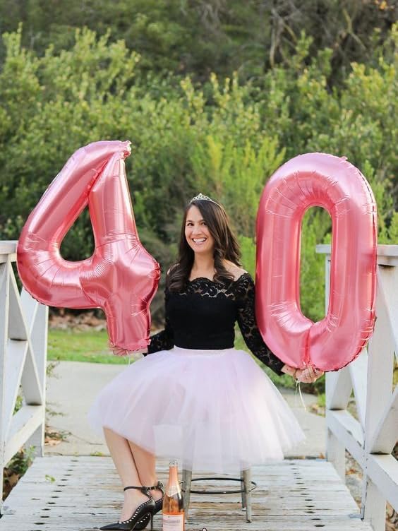 60 Balloons Number for 60th Birthday Decorations Women Men, Pearl Pink | 40In - Image 4