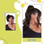 RUNATURE Ponytail Extension Human Hair, Wrap Around Real Human Hair Ponytail Extension, Clip in Ponytail Hair Extensions, Remy Natural Hair Pony Tails, Magic Pate Hairpiece, 16 Inch 80g #2 Dark Brown