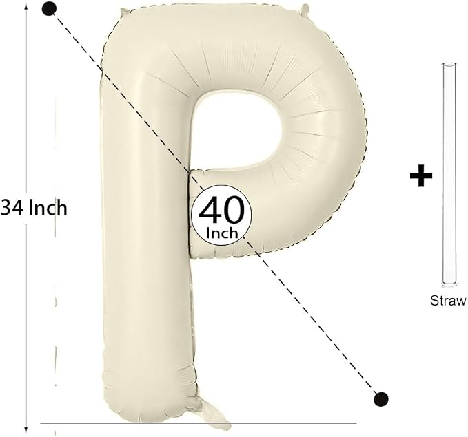 Letter Balloon 40Inch Cream White Big Alphabet Balloons Letter P | Giant Foil - Image 2