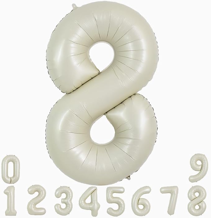 TONIFUL 40 Inch Cream White Large Numbers Balloon 0-9 Birthday Party Decorations by TONIFUL