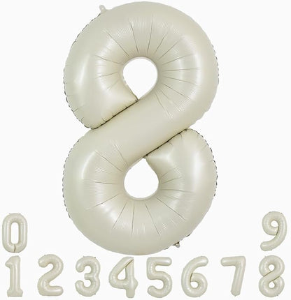 TONIFUL 40 Inch Cream White Large Numbers Balloon 0-9 Birthday Party Decorations by TONIFUL