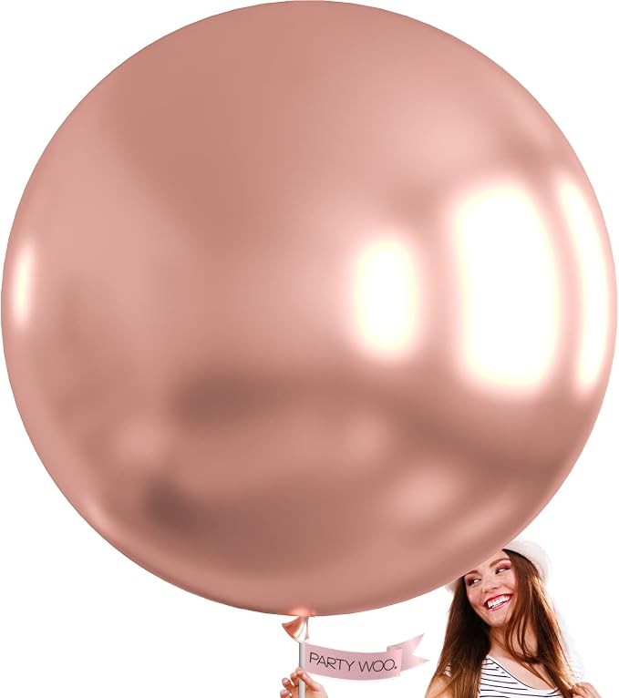 PartyWoo Rose Gold Balloons 4pcs Metallic Chrome Rose Gold Color | 36 Inch by PartyWoo