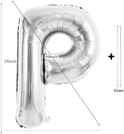 Silver Letter Balloons 40 Inch Large Alphabet Balloon Letter P | Foil Mylar Big - Image 2