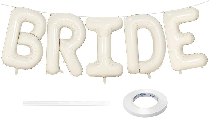 BRIDE Balloons Bachelorette, Cream BRIDE Letter Balloon Foil Bridal Balloons | by BBPOOL
