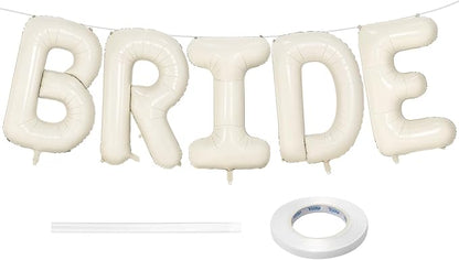 BRIDE Balloons Bachelorette, Cream BRIDE Letter Balloon Foil Bridal Balloons | by BBPOOL