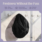 Premium Shower Cap for Women with Long Hair. Reusable, 100% Waterproof, Double-Sided, Great For Curls with Anti-Frizz Fabric terry-lined. Black shower caps for women