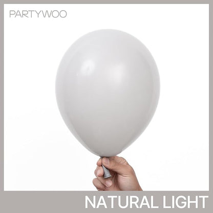 PartyWoo Grey Balloons 140pcs Light Pastel Pale Gray Color 5 Inch | 18 12 10 5 - Image 2