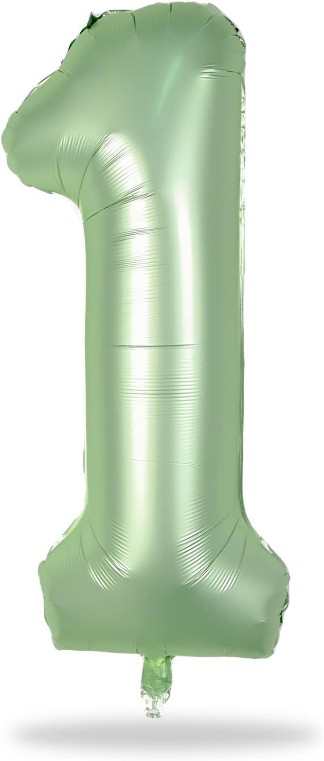 Sage Green 1 Balloons, 40 Inch Giant Olive Green Helium Foil Number 0-9 - Image 9