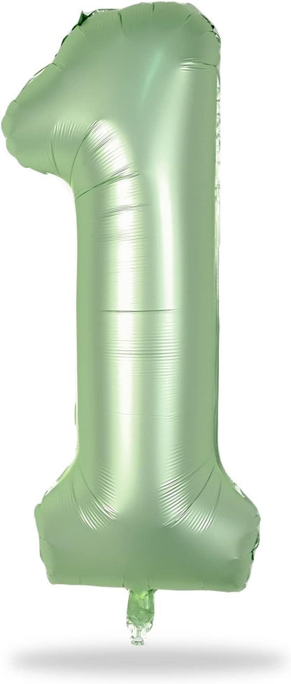 Sage Green 1 Balloons, 40 Inch Giant Olive Green Helium Foil Number 0-9 - Image 9