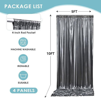gogoparti 20x10FT Charcoal Silver Sequin Backdrop Curtain - Image 6