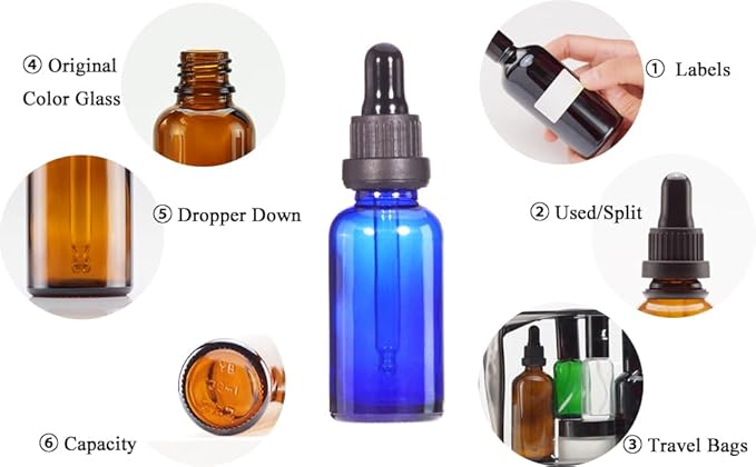YIZHAO Blue Glass Dropper Bottle 1oz, Tincture Bottles with Glass Dropper, for Essential Oils, Aromatherapy, Cosmetic, Laboratory, Pharmacy, Liquids, Travel –12 Pcs