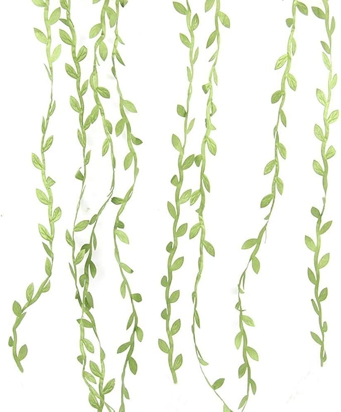 66 Ft Leaf Ribbon, Artificial Eucalyptus Garland Rattan Leaf String | - Image 5