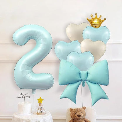 LilyZheng Baby Blue Number 2 Foil Balloon Set, 40 Inch Number Balloon - Image 6