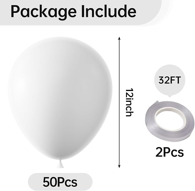 12 Inch White Balloons, Baby Shower, Graduate Party Decorations - Image 2