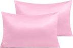 NTBAY Zippered Satin Pillow Cases for Hair and Skin, Luxury Queen Hidden Zipper Pillowcases Set of 2, 20x30 Inches, Light Pink
