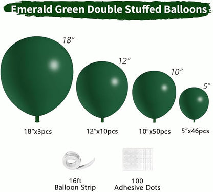 Emerald Green Double Stuffed balloons Different Size 115Pcs 5/10/12/18 Inch - Image 2