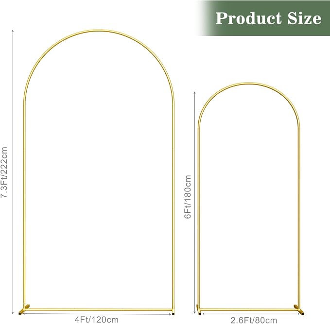 Wedding Arch Backdrop Stand Set of 2, 7.3FT & 6FT | Metal Arch Backdrop Stand - Image 2