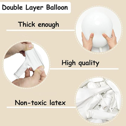 White Balloon Arch Garland Kit Double Stuffed White Balloons Different Sizes - Image 4
