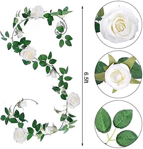 TELDRASSIL 4Pcs Artificial Rose Vine Fake Flower Garland Fake Silk Rose Hanging - Image 2