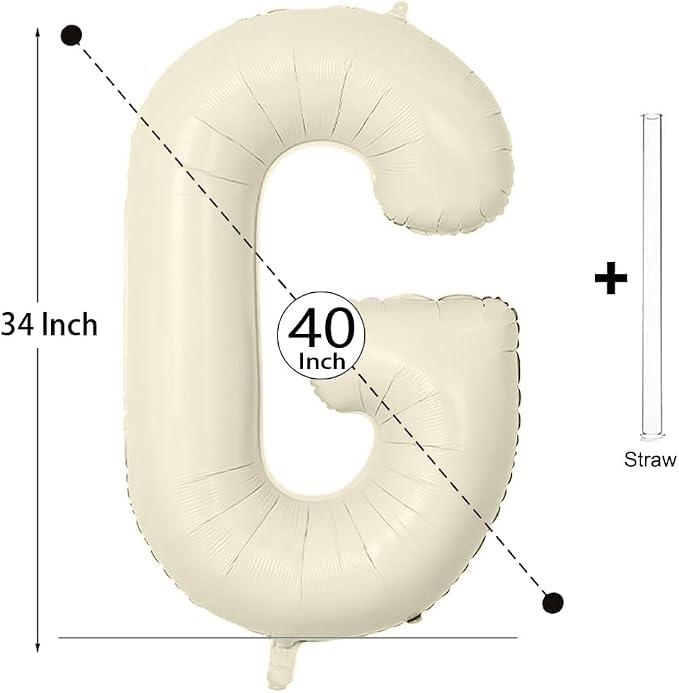 Letter Balloon 40Inch Cream White Big Alphabet Balloons Letter G | Giant Foil - Image 2