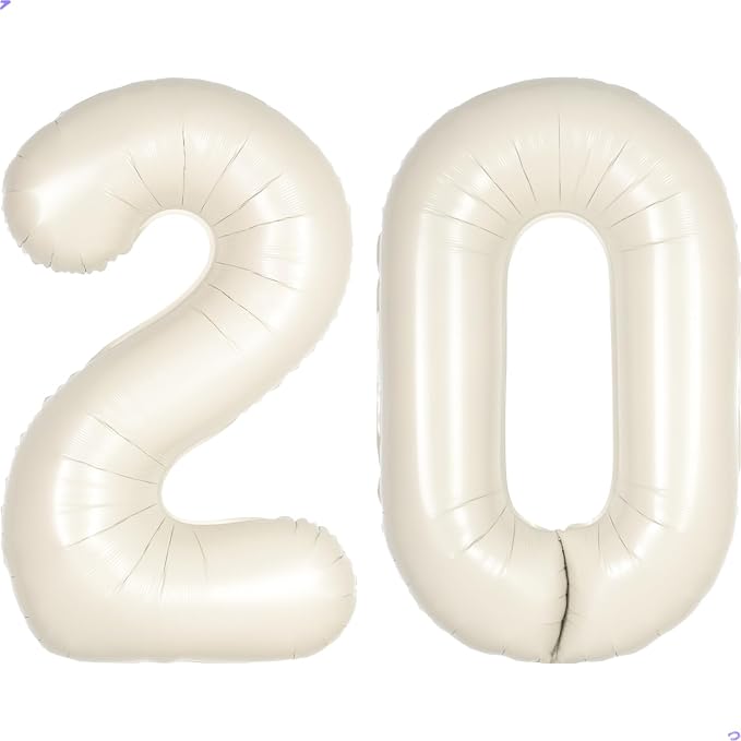 Cream White Number 20 Balloon for First Birthday Decorations, 40 inch Huge by Unknown
