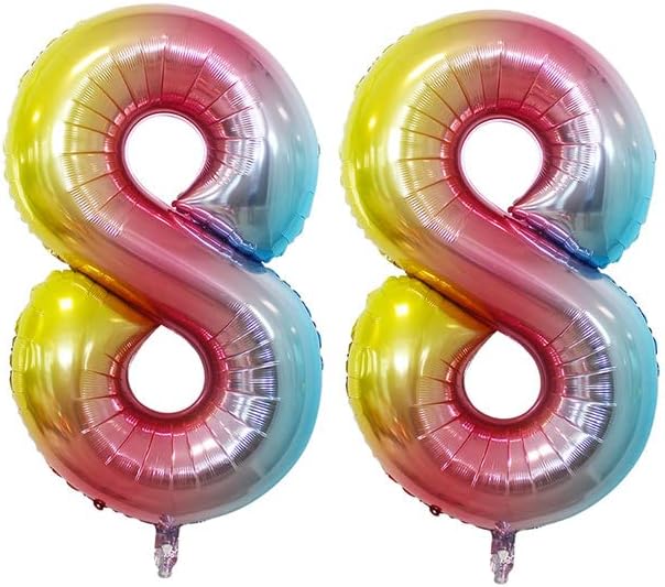 Rainbow Foil Balloons Number 8, Huge Number Balloons - Image 5