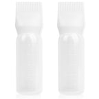 Root Comb Applicator Bottle 6 Ounce, 2 Pack Hair Oil Applicator Hair Dye Bottle Tools with Dispenser Root Comb Brush for Scalp Oil Hair Oiling Applicator - white