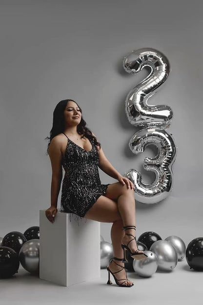 Number Balloons 40 Inch Silver 1 Balloon - Image 4